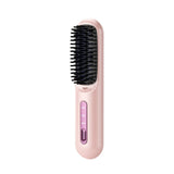 Wireless Hair Straightening Brush for Fast Heating and Portable Use Pink