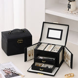 Jewelry Organizer Box with Mirror and Lock for Travel and Daily Use Black