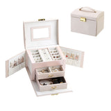 Jewelry Organizer Box with Mirror and Lock for Travel and Daily Use Nude Pink