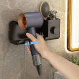Wall Mounted Hair Dryer Holder No-Drill Bathroom Storage Rack Black