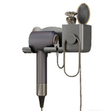 Wall Mounted Hair Dryer Holder No-Drill Bathroom Storage Rack Gray