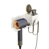 Wall Mounted Hair Dryer Holder No-Drill Bathroom Storage Rack White