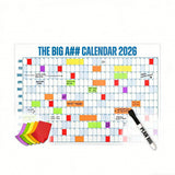 2026 Full Year Wall Calendar Planner Large 12 Month Poster with Pen and 100 Stickers Blue