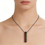 Stainless Steel Breathing Pendant Necklace Mindfulness Tool Black
