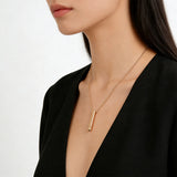 Stainless Steel Breathing Pendant Necklace Mindfulness Tool Gold
