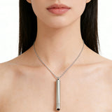 Stainless Steel Breathing Pendant Necklace Mindfulness Tool Silver