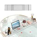 Expandable Bathtub Tray Clear Bath Caddy Transparent