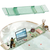 Expandable Bathtub Tray Clear Bath Caddy Transparent Green