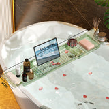 Expandable Bathtub Tray Clear Bath Caddy Transparent Green