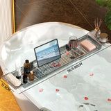 Expandable Bathtub Tray Clear Bath Caddy Transparent Grey