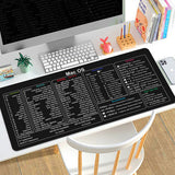 Large Desk Mat Mouse Pad with Keyboard Shortcut Cheat Sheet for Mac OS