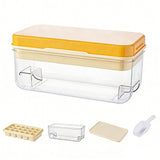 32 Grid Press Ice Cube Tray with Storage Box Stackable Ice Mold Yellow