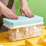 32 Grid Press Ice Cube Tray with Storage Box Stackable Ice Mold Blue