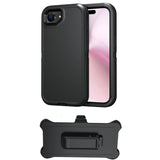 Shockproof Phone Case for iPhone 17e Heavy Duty Phone Cover with 360 Degrees Rotating Clip Holder Black