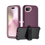 Shockproof Phone Case for iPhone 17e Heavy Duty Phone Cover with 360 Degrees Rotating Clip Holder Wine Red