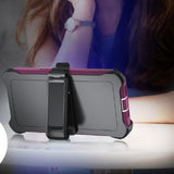 Shockproof Phone Case for iPhone 17e Heavy Duty Phone Cover with 360 Degrees Rotating Clip Holder Wine Red
