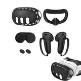 Silicone Protective Cover Set Compatible With Meta Quest 3 Headset and Controllers Black