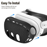 Silicone Protective Cover Set Compatible With Meta Quest 3 Headset and Controllers Black