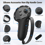 Silicone Protective Cover Set Compatible With Meta Quest 3 Headset and Controllers Black