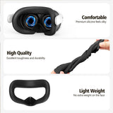 Silicone Protective Cover Set Compatible With Meta Quest 3 Headset and Controllers Black