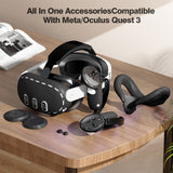 Silicone Protective Cover Set Compatible With Meta Quest 3 Headset and Controllers Black