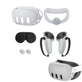 Silicone Protective Cover Set Compatible With Meta Quest 3 Headset and Controllers Grey