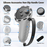 Silicone Protective Cover Set Compatible With Meta Quest 3 Headset and Controllers Grey