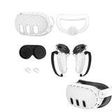 Silicone Protective Cover Set Compatible With Meta Quest 3 Headset and Controllers White