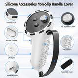 Silicone Protective Cover Set Compatible With Meta Quest 3 Headset and Controllers White