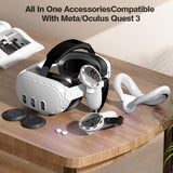 Silicone Protective Cover Set Compatible With Meta Quest 3 Headset and Controllers White