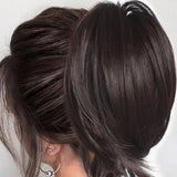 Clip-In Hair Topper with Claw Clip Hair Extension with Multi-Tooth Grip Hairpiece Dark Brown