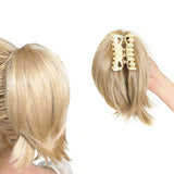 Clip-In Hair Topper with Claw Clip Hair Extension with Multi-Tooth Grip Hairpiece Khaki