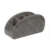 PU Desktop Organizer Remote Control Holder Makeup Brush Storage Box Desk Storage Caddy Grey