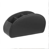 PU Desktop Organizer Remote Control Holder Makeup Brush Storage Box Desk Storage Caddy Black