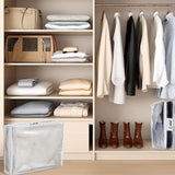 6PCS Zippered Closet Storage Bags for Clothes and Quilts Dustproof Organizer Storage Containers White