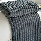 Reversible Faux Rabbit Fur Blanket Cozy Throw Blanket for Napping Sleeping Dark Grey