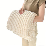 Reversible Faux Rabbit Fur Blanket Cozy Throw Blanket for Napping Sleeping White