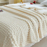 Reversible Faux Rabbit Fur Blanket Cozy Throw Blanket for Napping Sleeping White