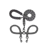 Adjustable Double Dog Leash with Comfortable Handle Reflective Rope for Walking Two Dogs Black
