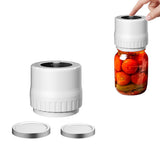 Automatic Vacuum Sealer Kit for Regular Mason Jars Rechargeable Electric Sealer with 10 Sealing Lids White