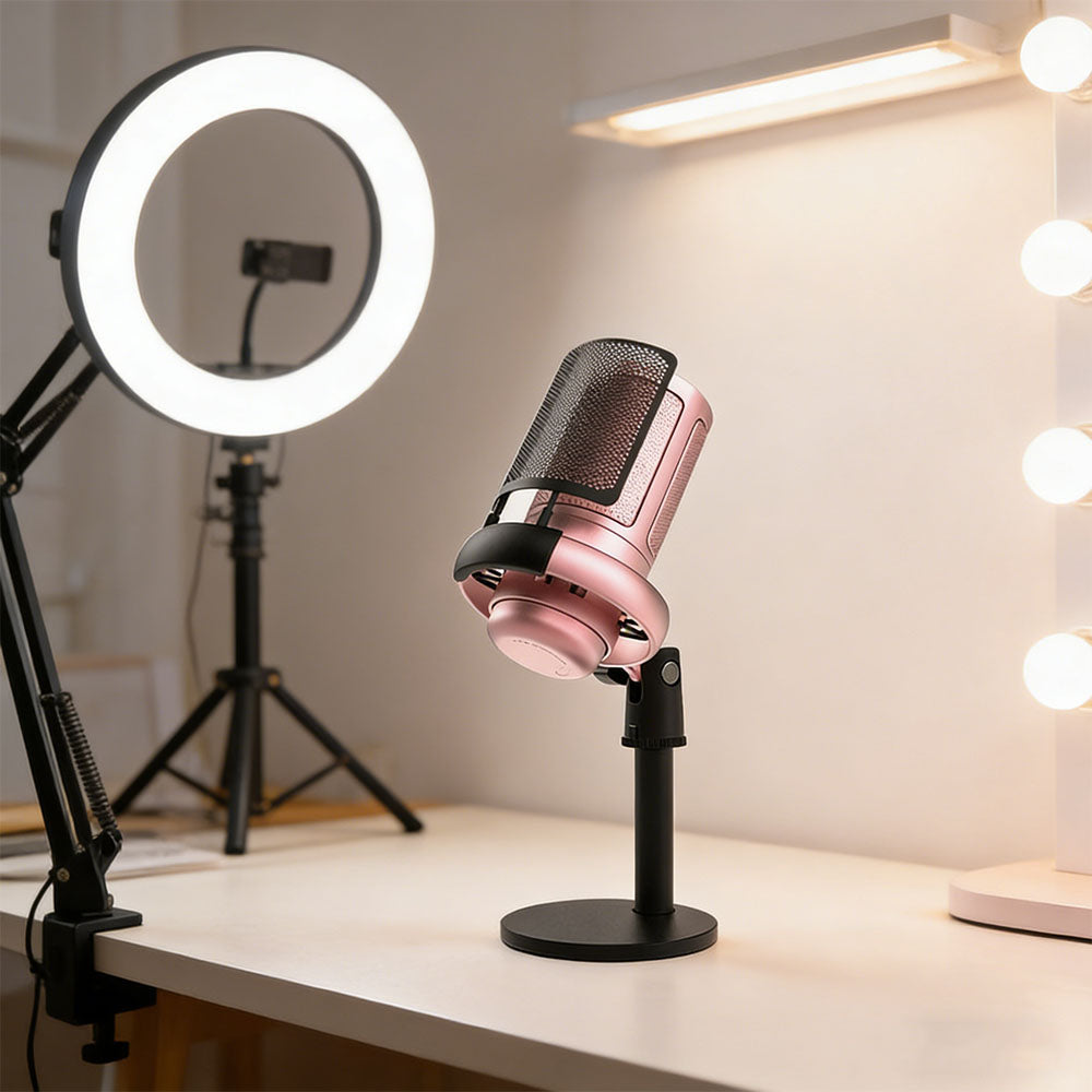 USB Condenser Gaming Microphone with RGB Lighting Adjustable Stand for ...