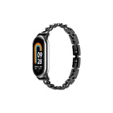 Universal Replacement Watch Band Compatible with Mi Band 8/9/10 Adjustable Length Stainless Steel Watch Strap Black