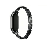 Universal Replacement Watch Band Compatible with Mi Band 8/9/10 Adjustable Length Stainless Steel Watch Strap Black