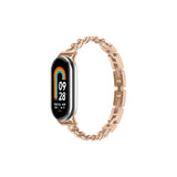 Universal Replacement Watch Band Compatible with Mi Band 8/9/10 Adjustable Length Stainless Steel Watch Strap Rose Gold