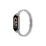 Universal Replacement Watch Band Compatible with Mi Band 8/9/10 Adjustable Length Stainless Steel Watch Strap Silver