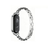 Universal Replacement Watch Band Compatible with Mi Band 8/9/10 Adjustable Length Stainless Steel Watch Strap Silver