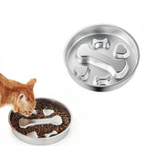 Stainless Steel Slow Feeder Dog Bowl for Small Medium Dogs Bone Style