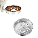 Stainless Steel Slow Feeder Dog Bowl for Small Medium Dogs Paw Style