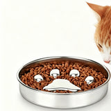Stainless Steel Slow Feeder Dog Bowl for Small Medium Dogs Paw Style