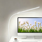 3 Color Modes Flexible Dual-Head LED Monitor Desk Lamp with Clamp USB Powered Reading Lamp with 10 Brightness Levels White